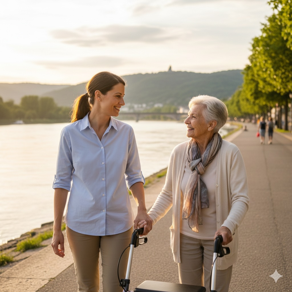 Frau am Rhein bei Bad Honnef – Symbolbild