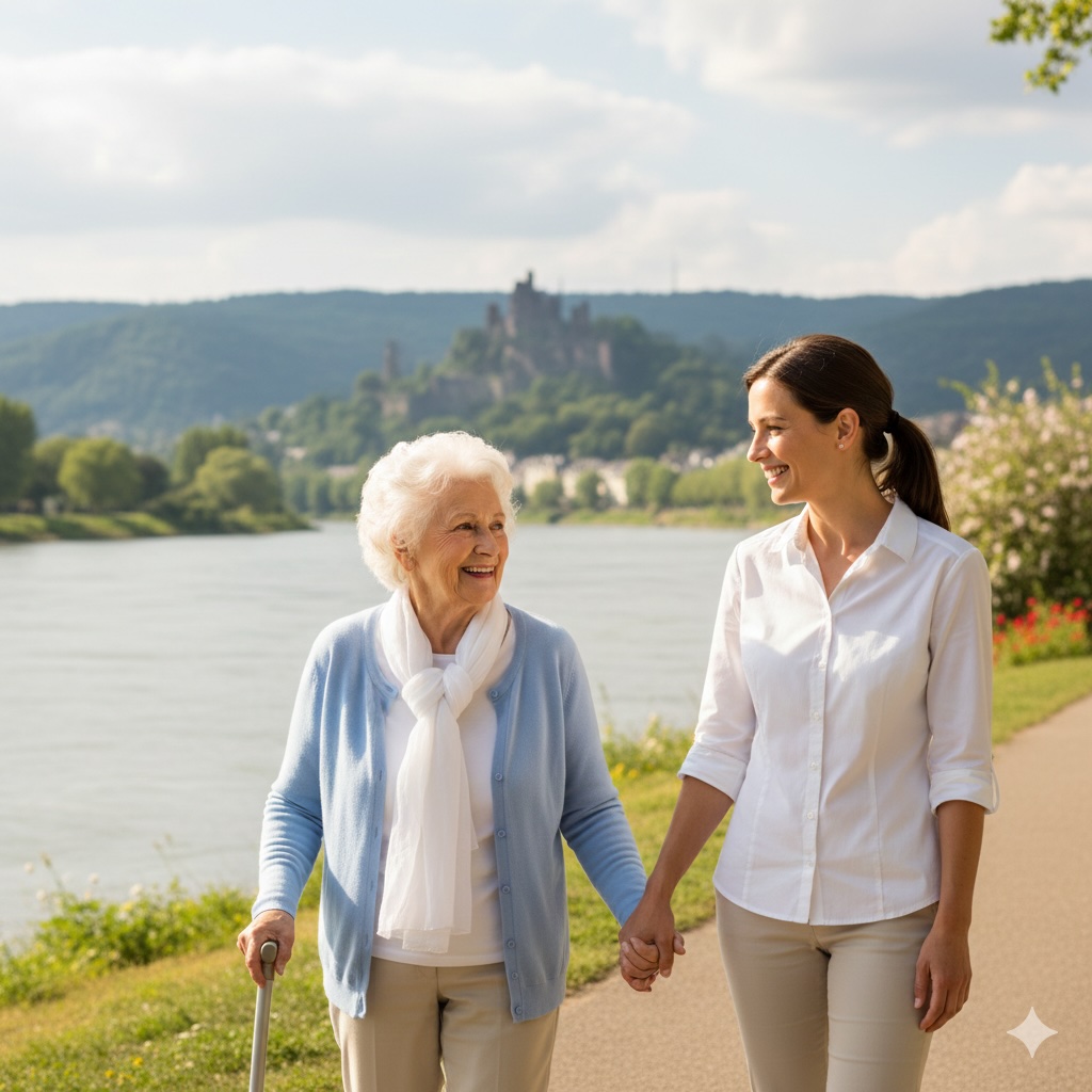 Frau am Rhein – Symbolbild